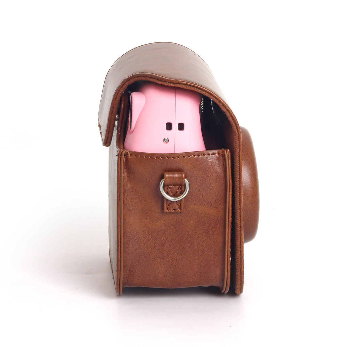 Zikkon Instax Mini SE Protective Camera Case PU Leather Carrying Bag (Brown)