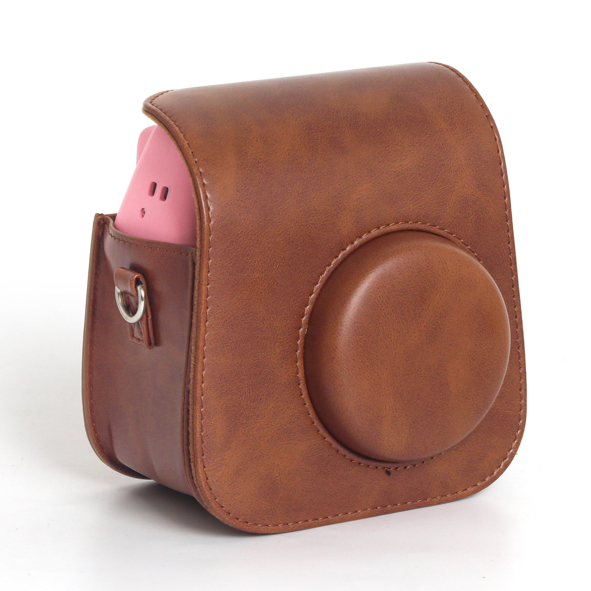 Zikkon Instax Mini SE Protective Camera Case PU Leather Carrying Bag (Brown)
