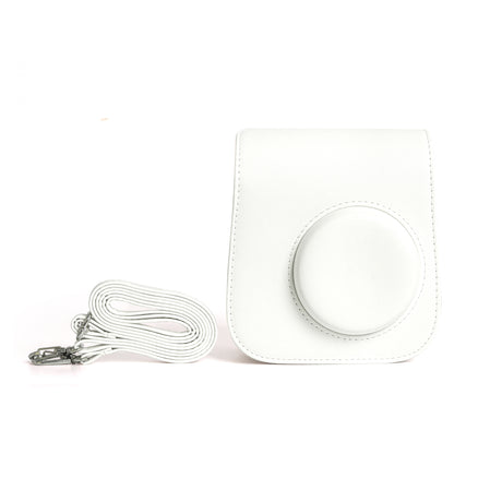 Zikkon Instax Mini SE Protective Camera Case PU Leather Carrying Bag (White)