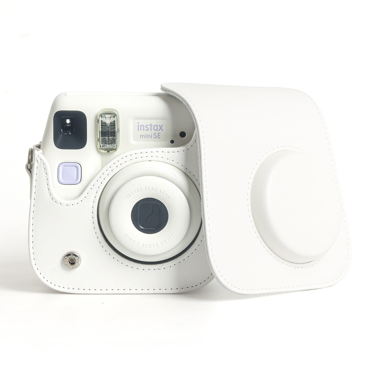 Zikkon Instax Mini SE Protective Camera Case PU Leather Carrying Bag (White)