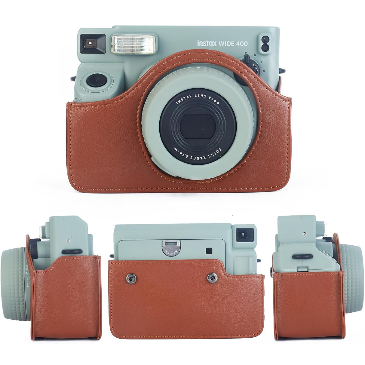 Zikkon Instax wide 400  Instant Camera PU Case Camera Bag (Brown)