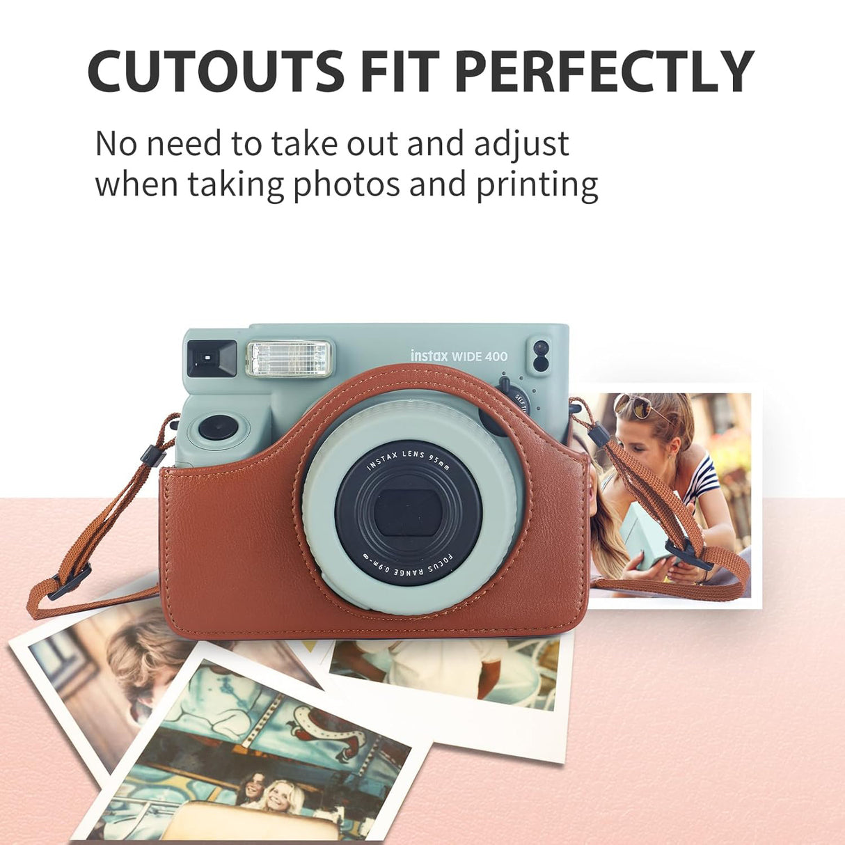 Zikkon Instax wide 400  Instant Camera PU Case Camera Bag (Brown)