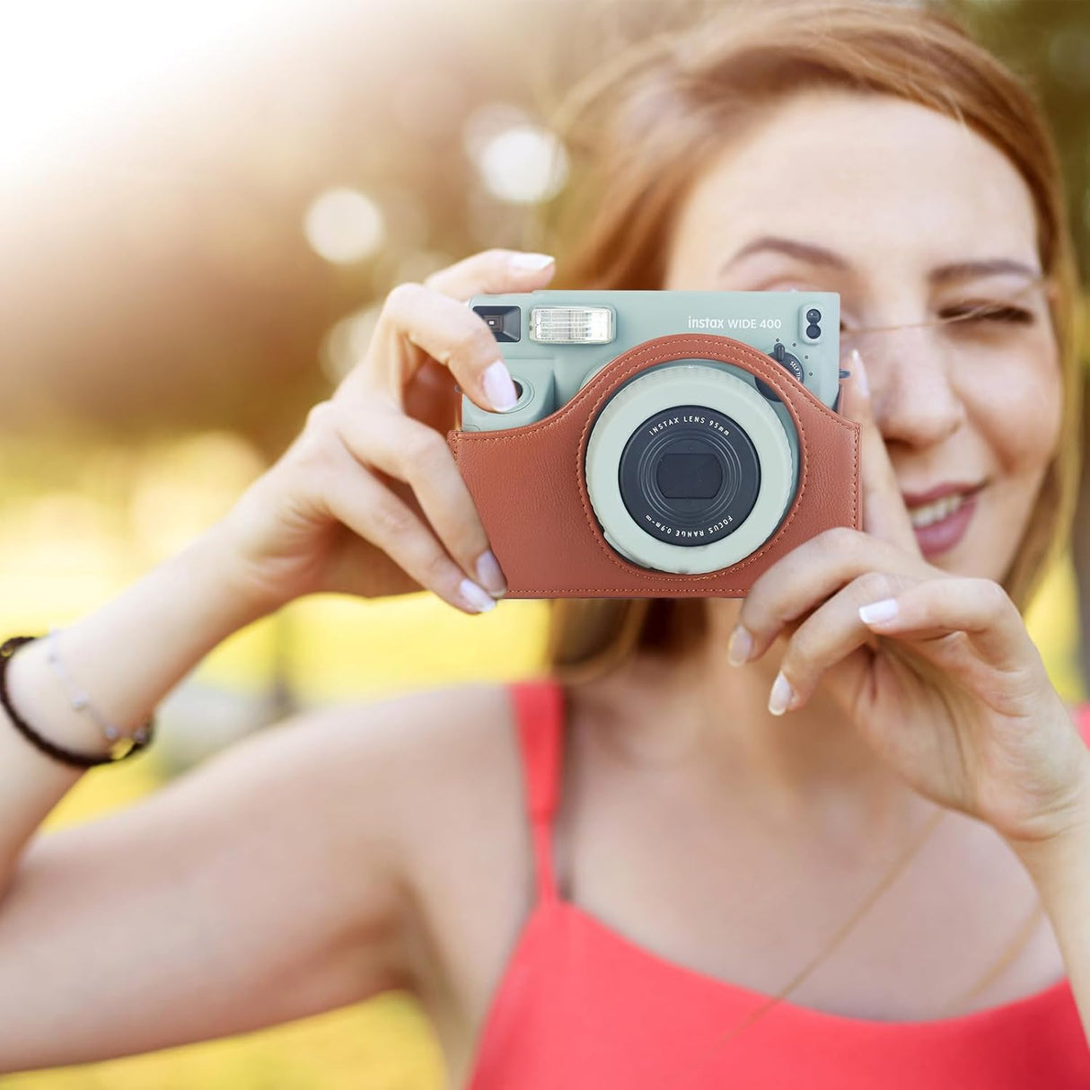 Zikkon Instax wide 400  Instant Camera PU Case Camera Bag (Brown)