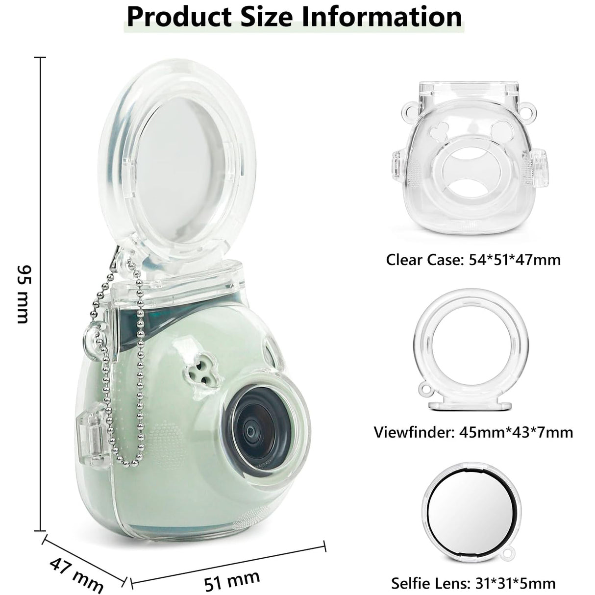 Zikkon Protective Case for Instax Pal with Selfie lens (Clear)