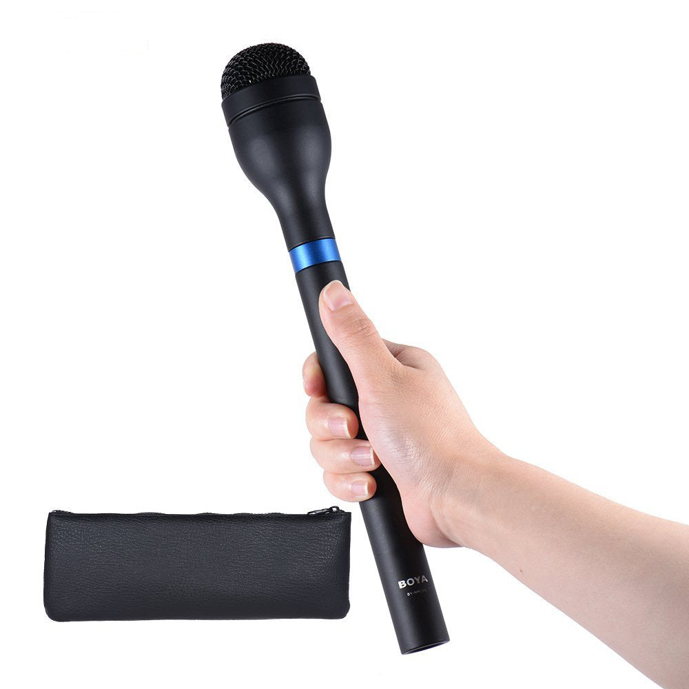 BOYA BY-HM100 Handheld Dynamic Microphone Mic Omni-Directional XLR Connector Aluminum Alloy Body Extra Long Handle for ENG Interview Presentation Recording