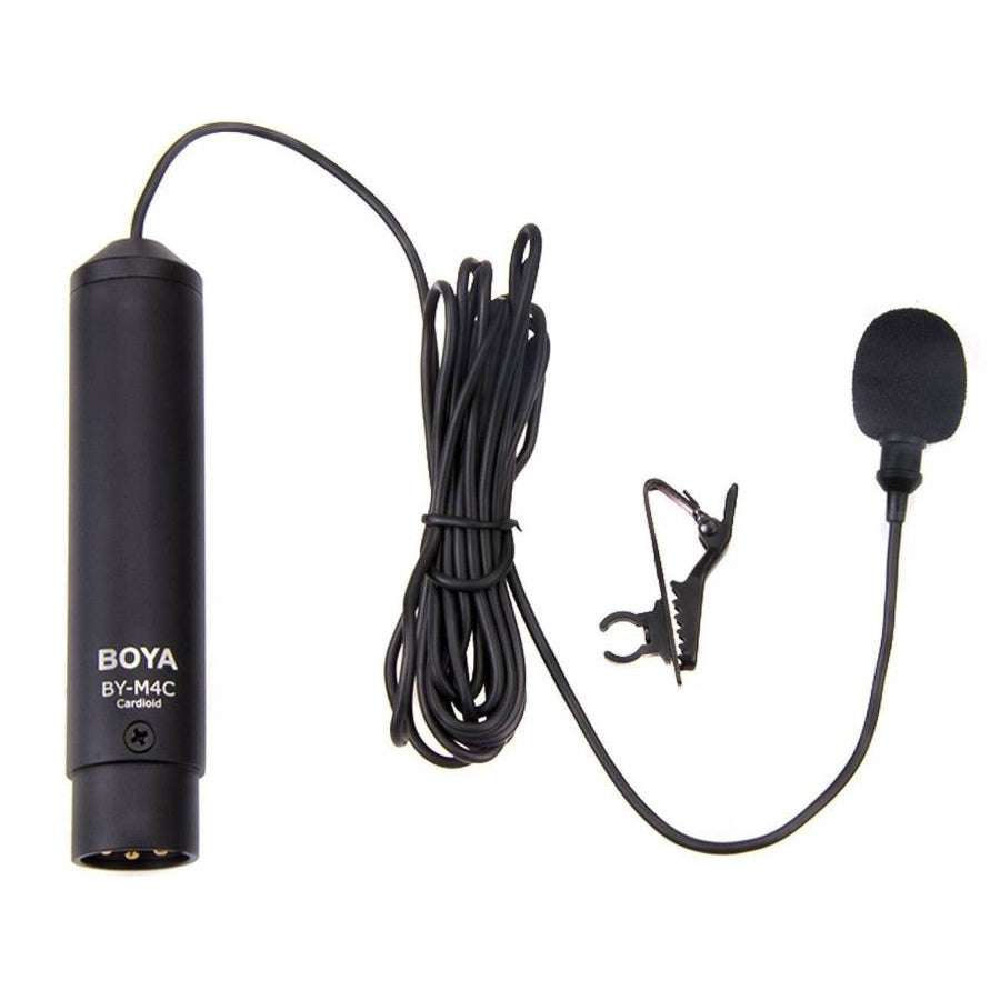 BOYA BY-M4C Phantom Power Clip-On Cardioid XLR Lavalier Microphone for Canon Sony Panasonic Camcorders ZOOM H4n H5 H6 TASCAM Audio Recorders