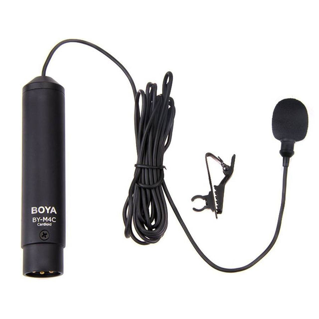BOYA BY-M4C Phantom Power Clip-On Cardioid XLR Lavalier Microphone for Canon Sony Panasonic Camcorders ZOOM H4n H5 H6 TASCAM Audio Recorders