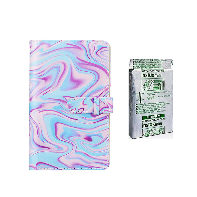 Fujifilm Instax Mini 10X1 Instant Film With 96-Sheets Album For Mini Film (3 inch) Purple Ripple