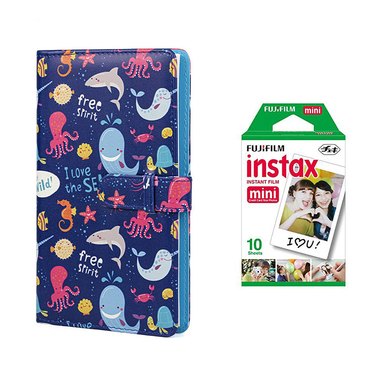 Fujifilm Instax Mini 10X1 Instant Film With 96-Sheets Album For Mini Film (3 inch) Sea Shell