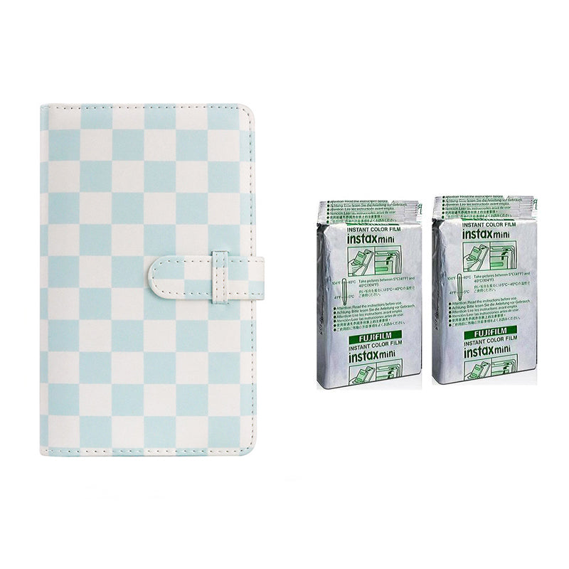 Fujifilm Instax Mini 10X2 Instant Film With 96-Sheets Album For Mini Film (3 inch) Blue Checkboard