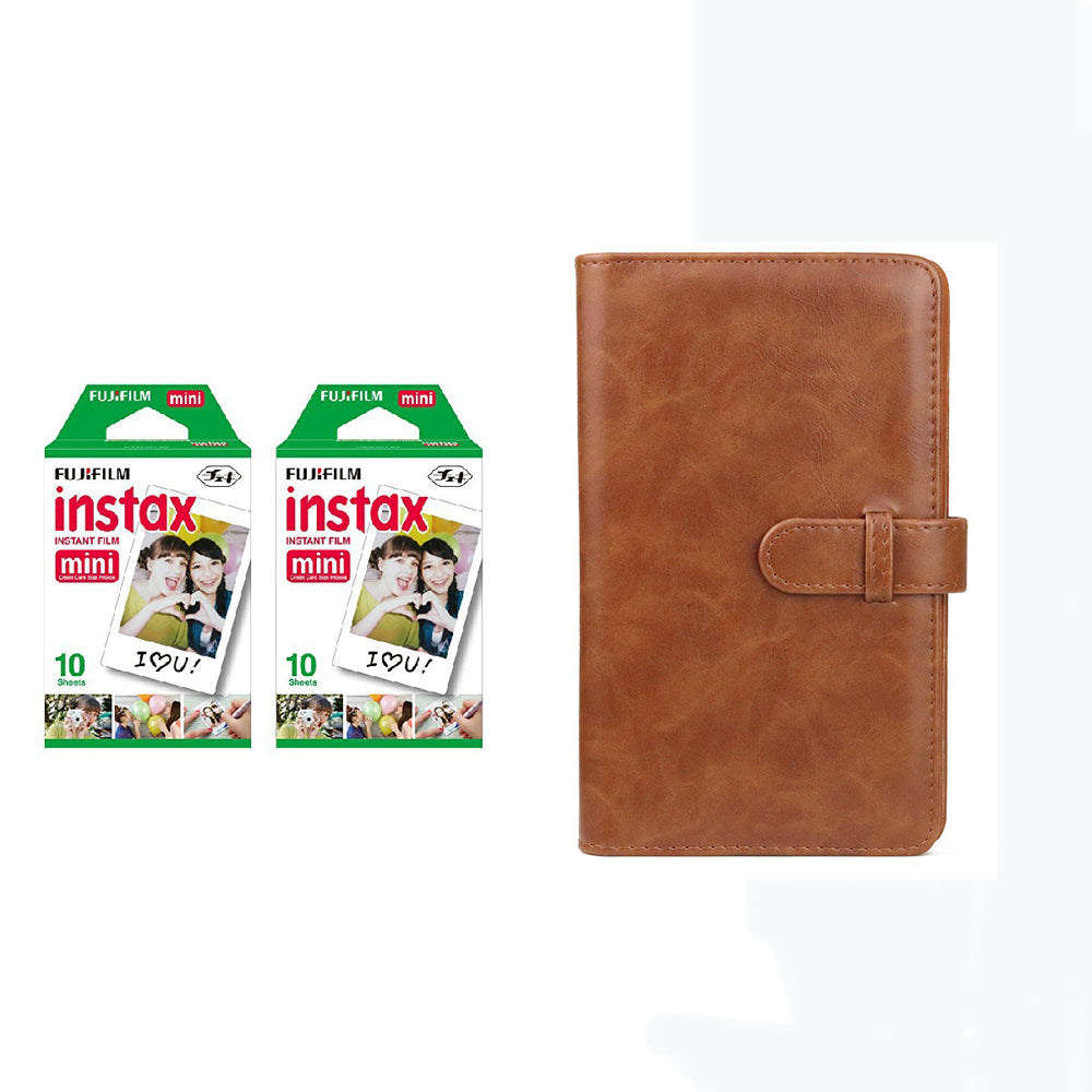 Fujifilm Instax Mini 10X2 Instant Film With 96 pocket Album For Mini Film (3 inch) Brown