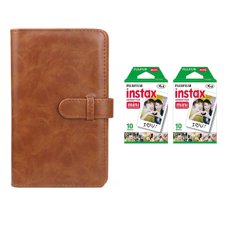 Fujifilm Instax Mini 10X2 Instant Film With 96 pocket Album For Mini Film (3 inch) Brown