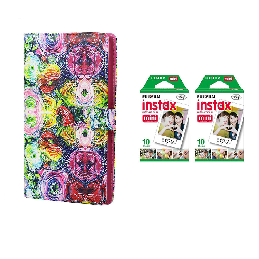 Fujifilm Instax Mini 10X2 Instant Film With 96 pocket Album For Mini Film (3 inch) Classic Flower