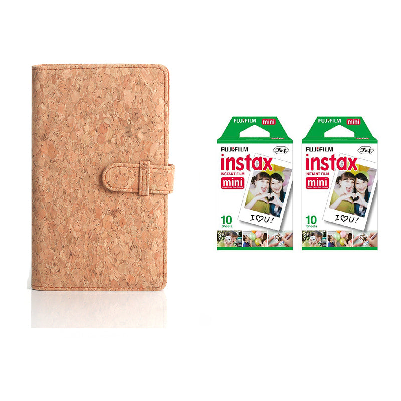 Fujifilm Instax Mini 10X2 Instant Film With 96 pocket Album For Mini Film (3 inch) Cork Series