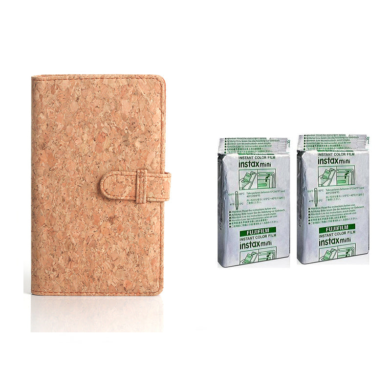 Fujifilm Instax Mini 10X2 Instant Film With 96 pocket Album For Mini Film (3 inch) Cork Series