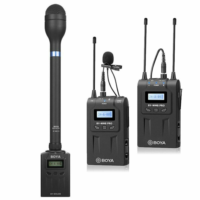 3 in 1 BOYA WM8 Pro-K1+BY-WXLR8+BY-HM100 Kit Interviews Wireless Microphone