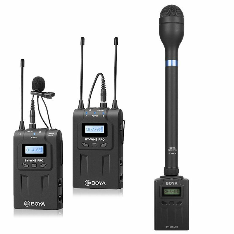 3 in 1 BOYA WM8 Pro-K1+BY-WXLR8+BY-HM100 Kit Interviews Wireless Microphone