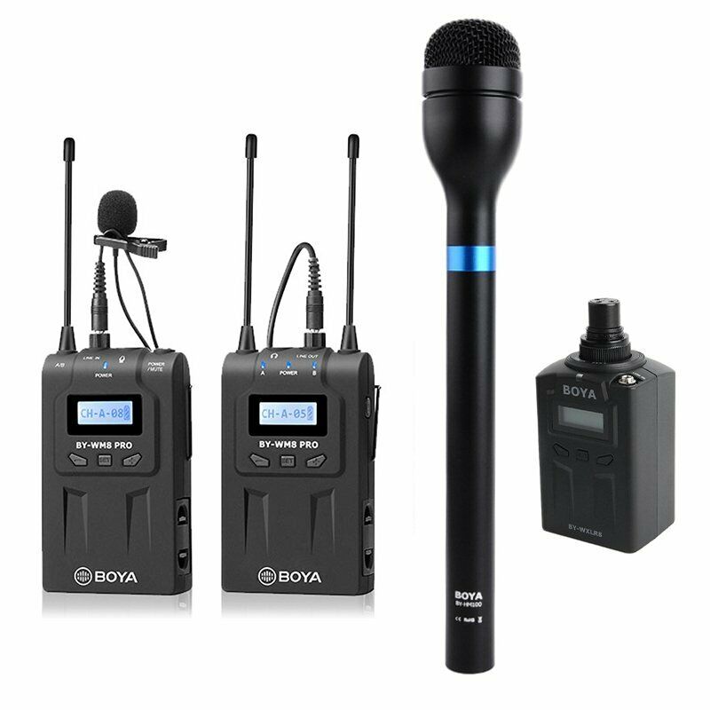 3 in 1 BOYA WM8 Pro-K1+BY-WXLR8+BY-HM100 Kit Interviews Wireless Microphone