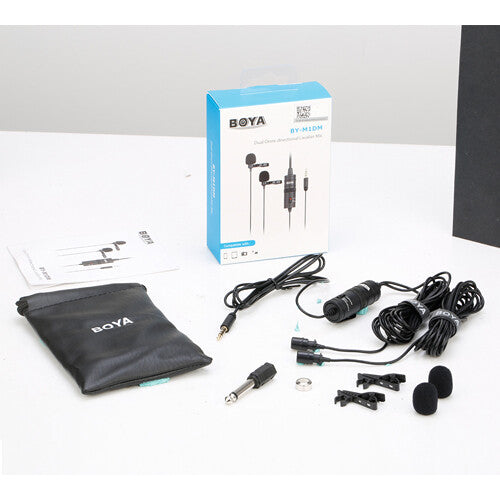 BOYA BY-M1DM Dual Lavalier Universal Microphone with a Single 1/8 Stereo Connector for Smartphones DSLR Camears Camcorders