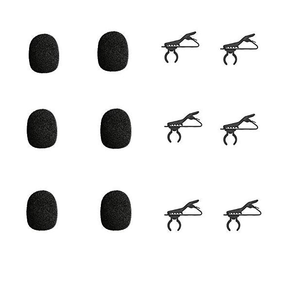 Boya 6 packs Foam Windscreen & Lapel Clips, BOYA Microphone Replacement Kit for Lapel Lavalier Microphone, Lav Microphone Accessories