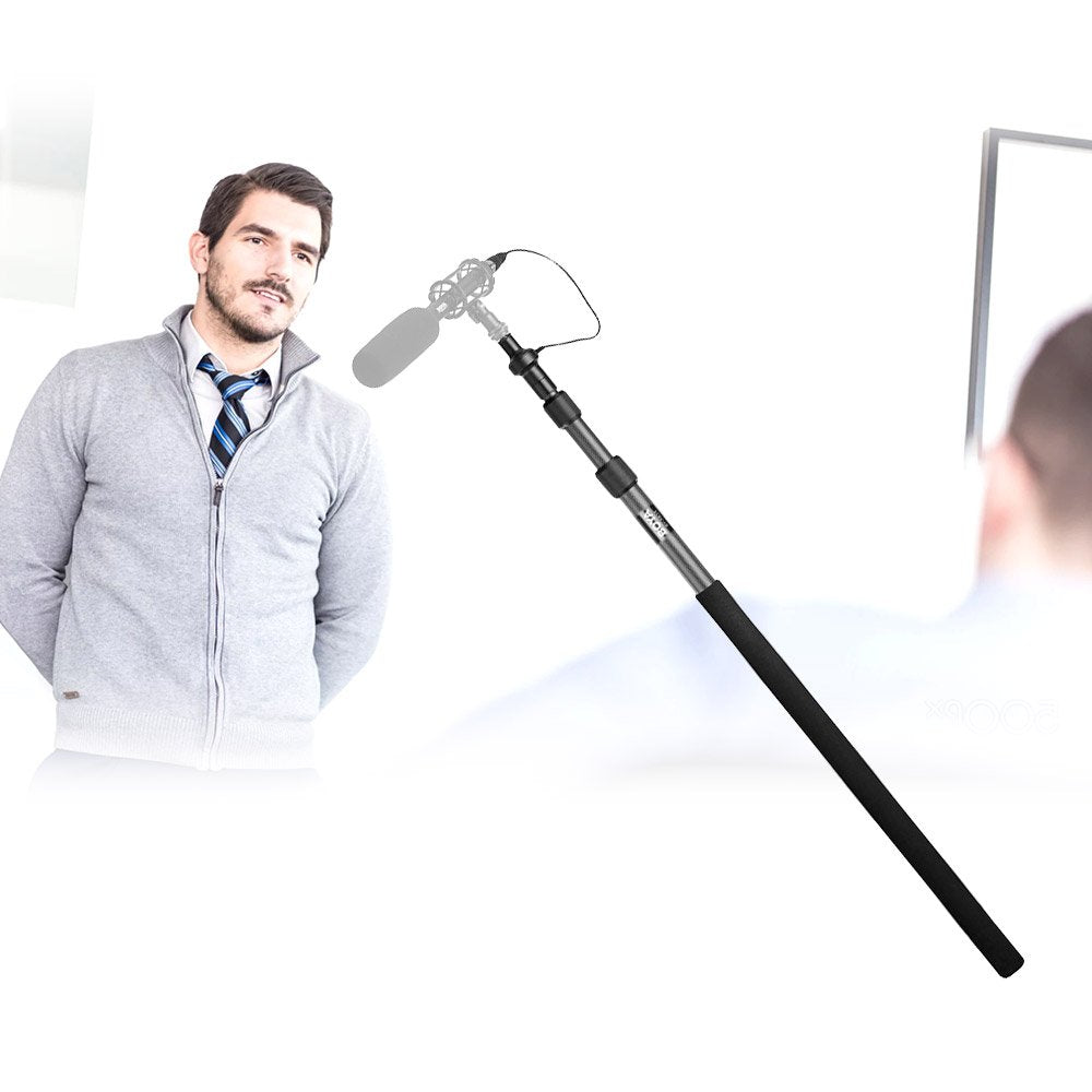 BOYA BY-PB25 Carbon Fiber Boom Pole with Internal XLR Cable for Shotgun Microphone Holder Boom Arm Extend 8.2ft