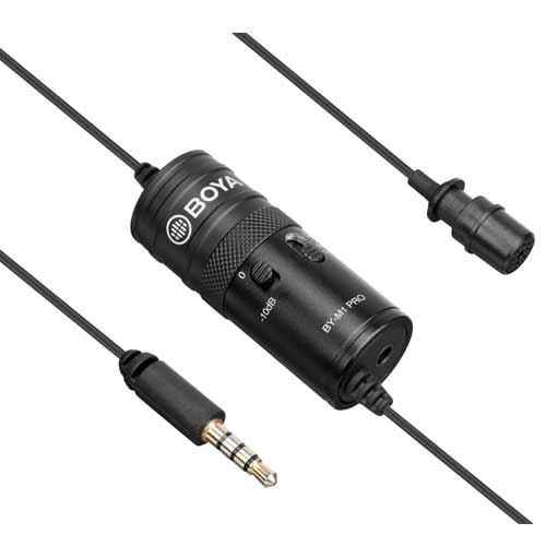 BOYA BY-M1 Pro Omnidirectional Lavalier Condenser Microphone with Gain control, Headphone-out, Noise cancellation for Smartphone DSLR Camera Camcorder Audio Recorder YouTube(20ft Cable) Microphone