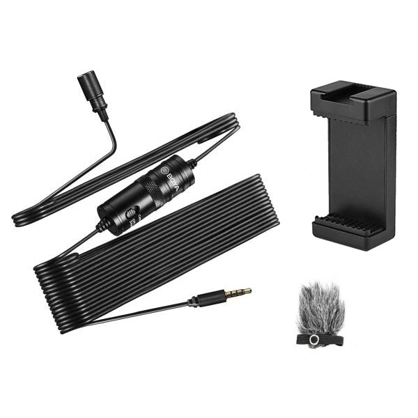 BOYA BY-M1 with Fur-Lav and Mount3 Omnidirectional Lavalier Condenser Microphone