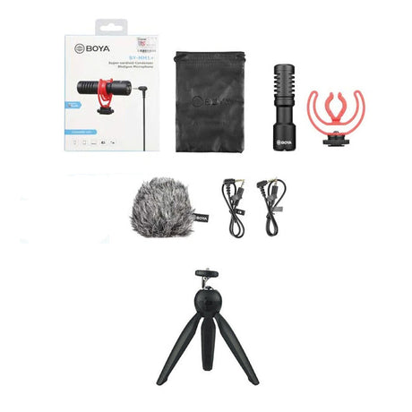BOYA BY-MM1+ with Mini Tripod Super-Cardioid Shotgun Microphone Microphone
