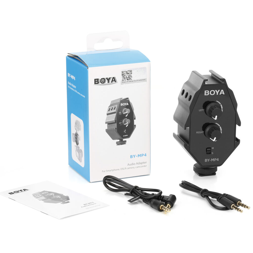 BOYA BY-MP4 2-channel Mono Stereo Mode Audio Adapter for Canon Nikon Sony Panasonic Digital SLR DSLR Camera Camcorder Smartphone