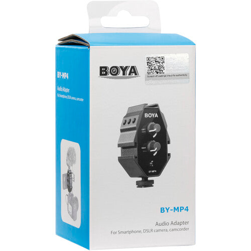 BOYA BY-MP4 2-channel Mono Stereo Mode Audio Adapter for Canon Nikon Sony Panasonic Digital SLR DSLR Camera Camcorder Smartphone
