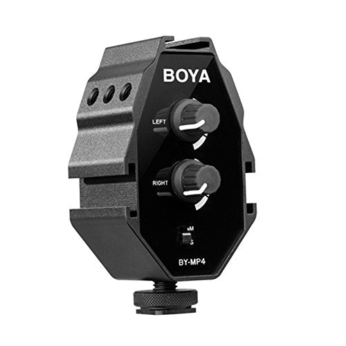 BOYA BY-MP4 2-channel Mono Stereo Mode Audio Adapter for Canon Nikon Sony Panasonic Digital SLR DSLR Camera Camcorder Smartphone