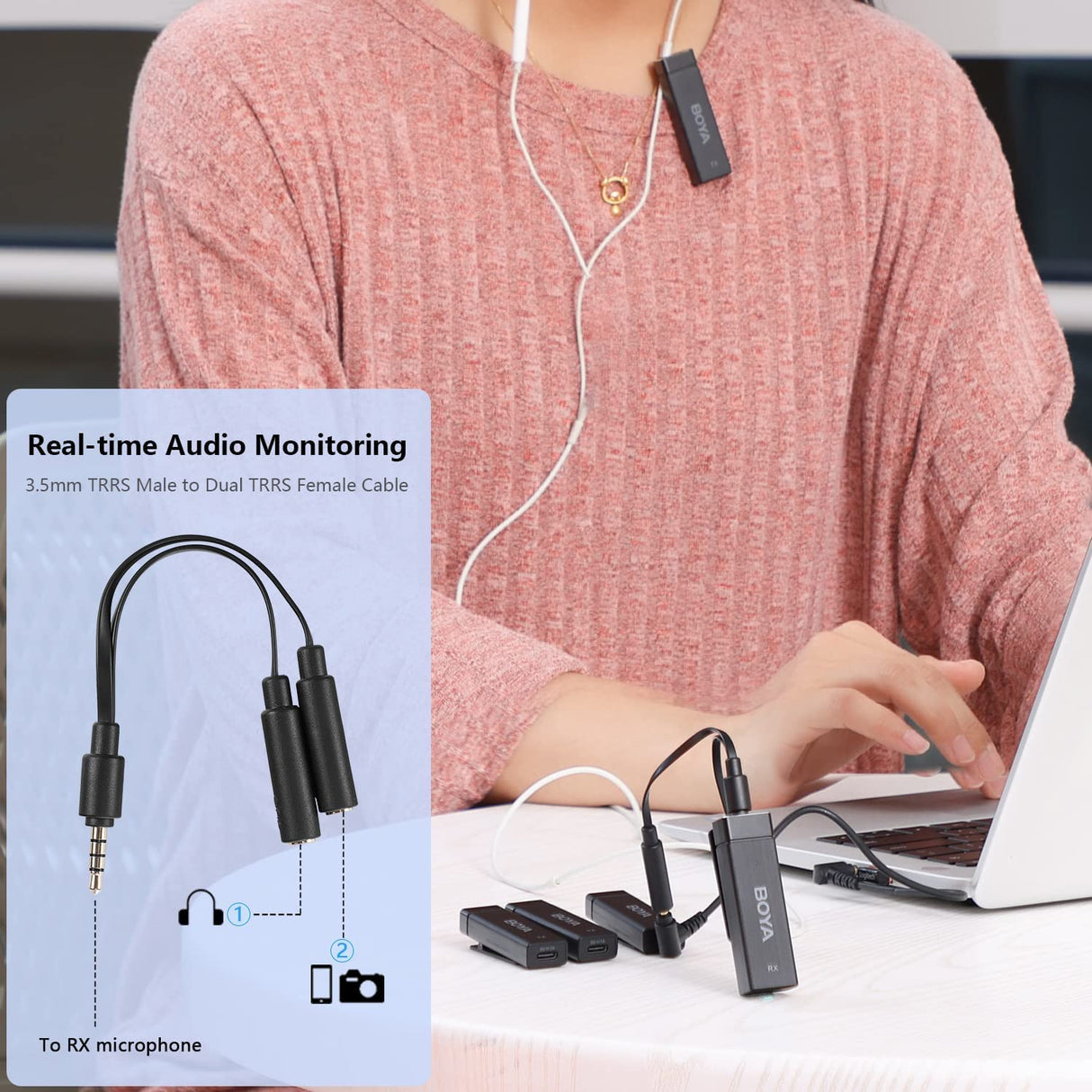 BOYA BY-W4 2.4G 4 Channel Wireless Lavalier Microphone For PC Smarphone Cameras