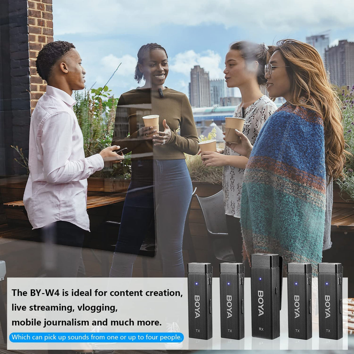 BOYA BY-W4 2.4G 4 Channel Wireless Lavalier Microphone For PC Smarphone Cameras