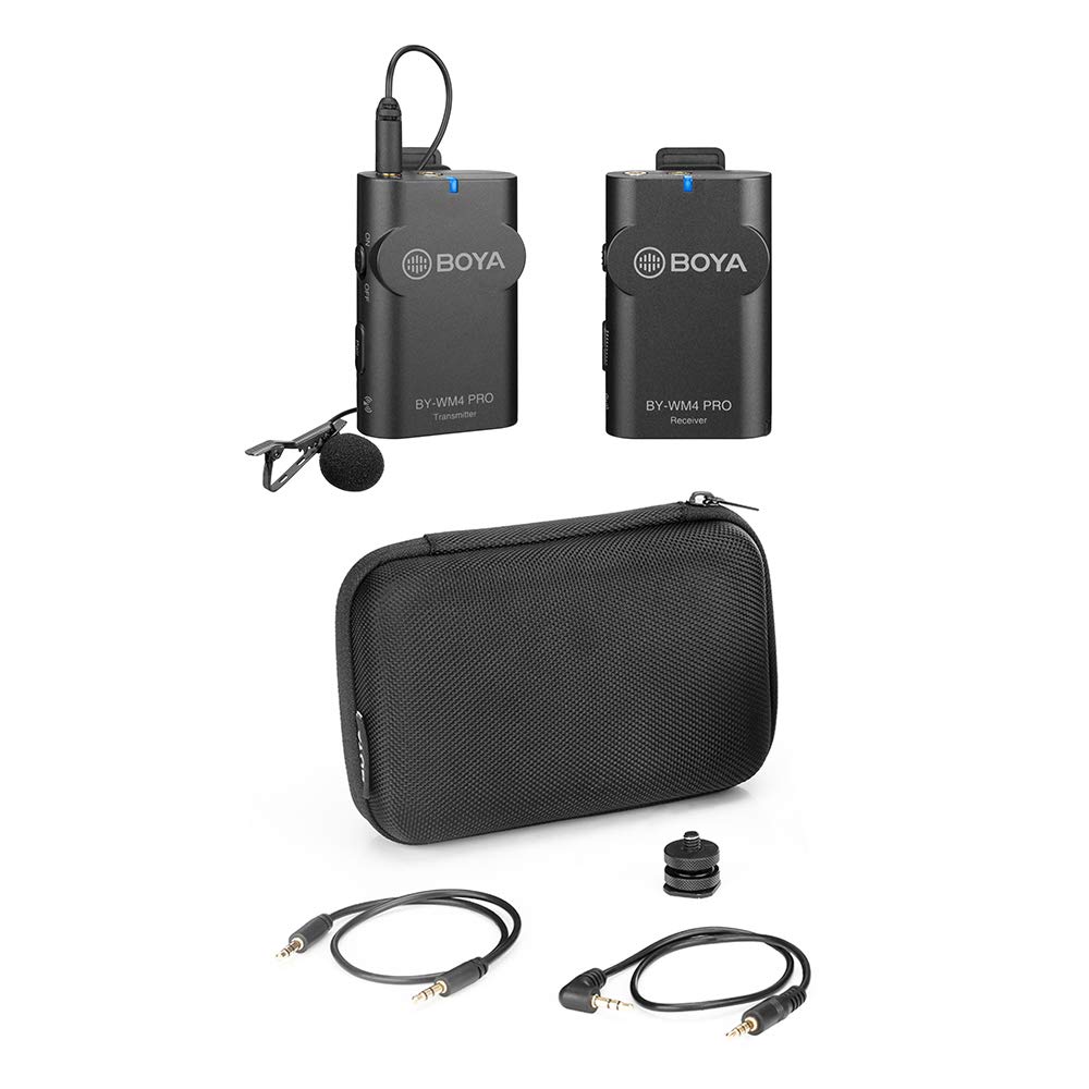 BOYA BY-WM4 Pro K1 Portable 2.4G Wireless Microphone System(One Transmitters + One Receiver) with Hard Case for DSLR Camera Camcor