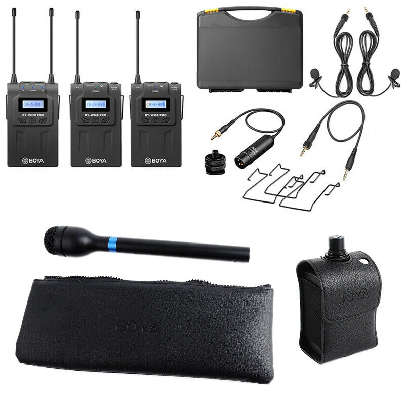 BOYA BY-WM8 Pro-K2 +BY-WXLR8 PRO +BY-HM100 Wireless Microphone For Interview Kit