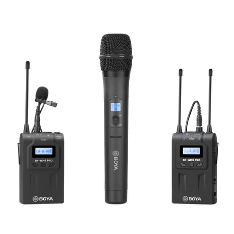 BOYA BY-WM8 Pro-K4 Dual Channel Wireless Microphone Kit, Includes BY-WHM8 Pro Handheld and BY-WM8 Pro-K1 Transmitter and Receiver