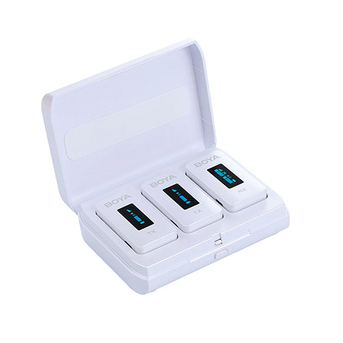 BOYA BY-XM6 K2W 2.4GHz Ultra-compact Wireless Microphone System Kit (White Color)