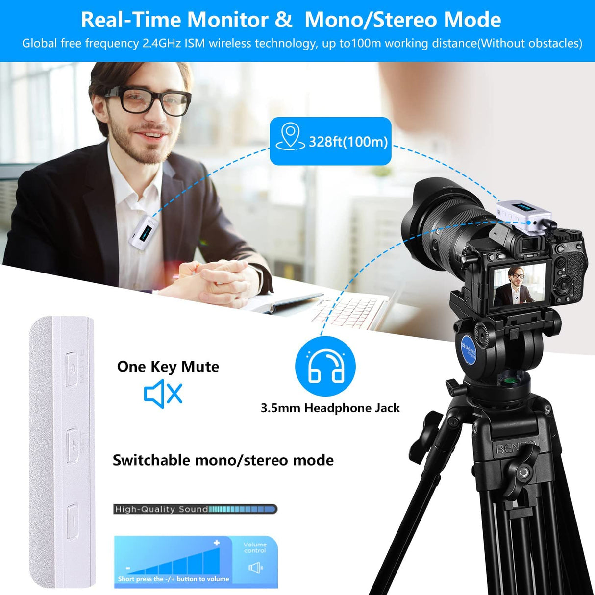 BOYA BY-XM6 K2W 2.4GHz Ultra-compact Wireless Microphone System Kit (White Color)