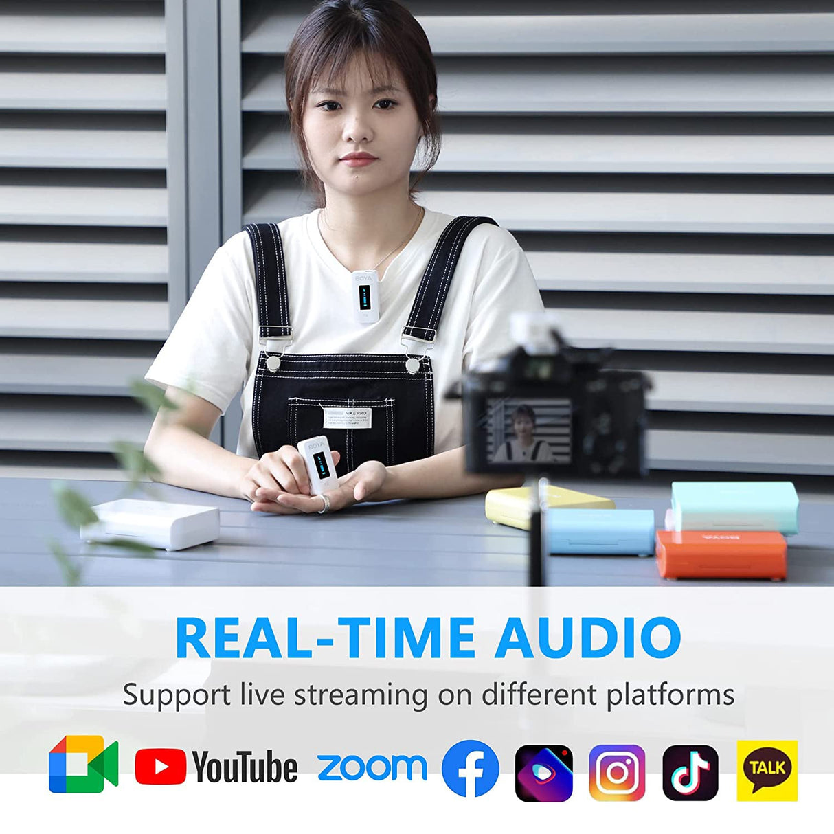 BOYA BY-XM6 K2W 2.4GHz Ultra-compact Wireless Microphone System Kit (White Color)