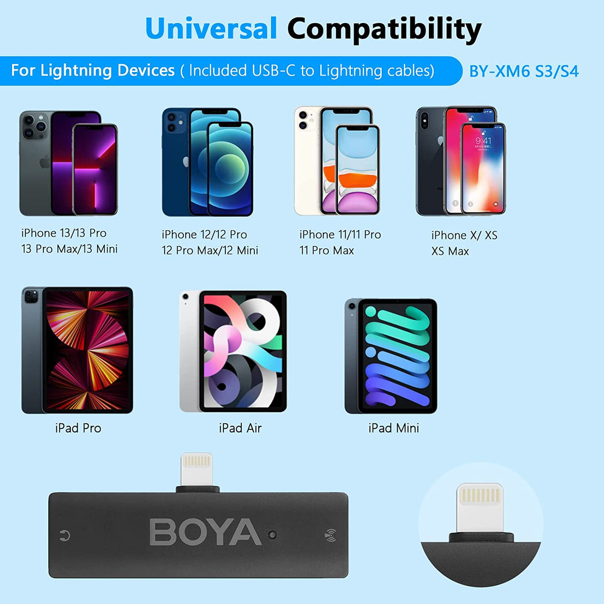 BOYA BY-XM6-K4 DUAL CHANNEL WIRELESS MICROPHONE FOR I-PHONE DEVICES