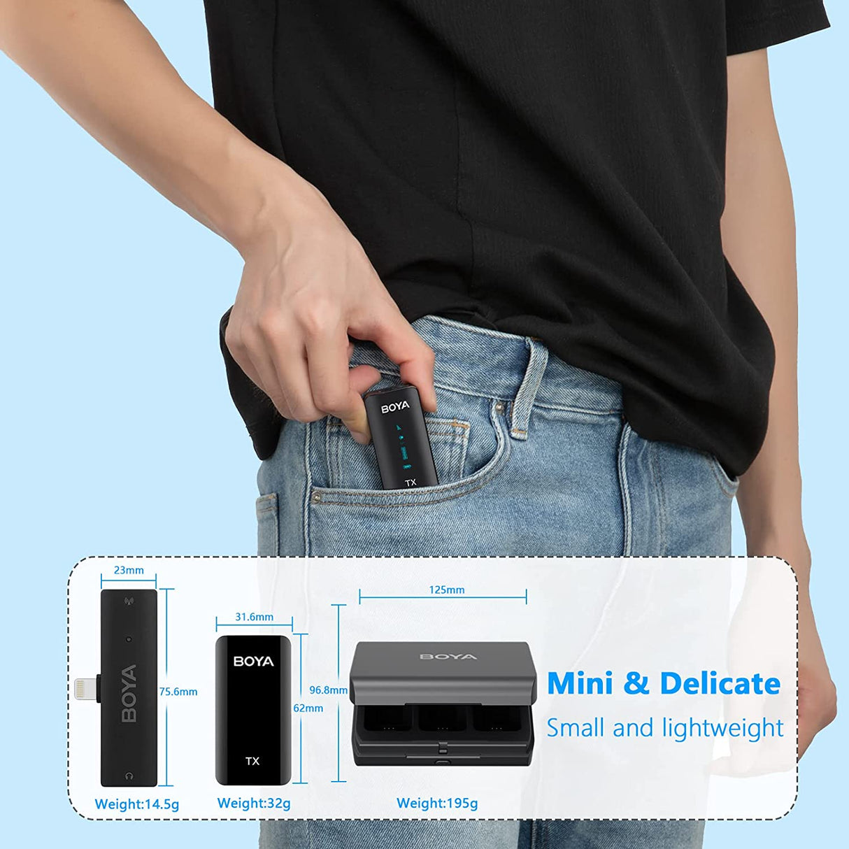 BOYA BY-XM6-K4 DUAL CHANNEL WIRELESS MICROPHONE FOR I-PHONE DEVICES