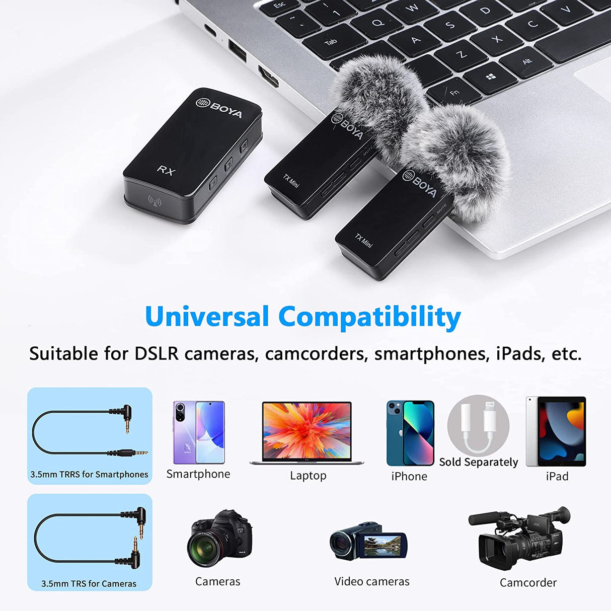 BOYA BY-XM6-S2 Mini Ultracompact 2.4GHz Dual-Channel Wireless Microphone System