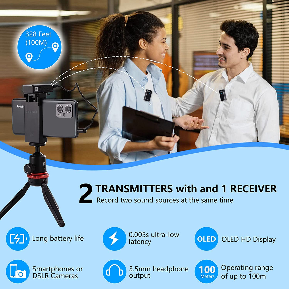 BOYA BY-XM6-S2 Mini Ultracompact 2.4GHz Dual-Channel Wireless Microphone System