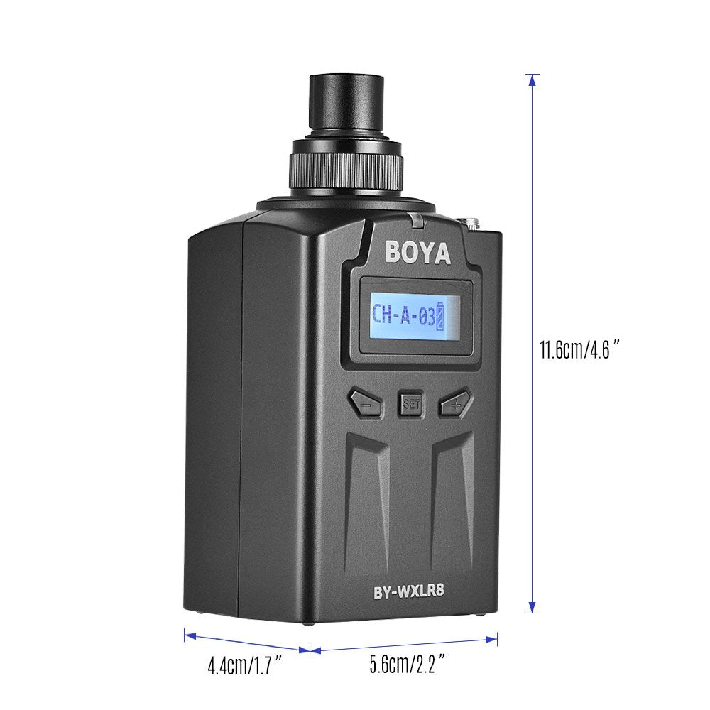 BOYA BY-WXLR8 Handheld Plug-on XLR Audio Transmitter Wireless Microphone with LCD Display for BY-WM8 BY-WM6 Wireless Lavalier Microphone System