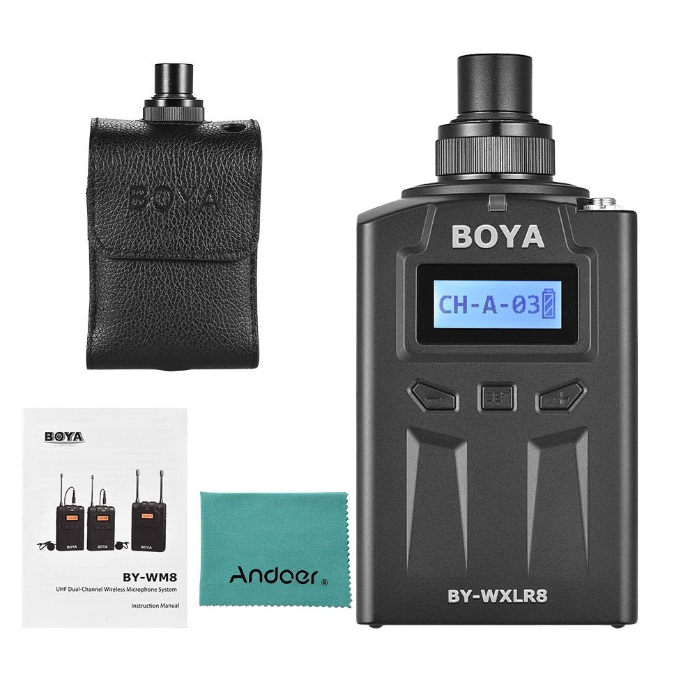 BOYA BY-WXLR8 Handheld Plug-on XLR Audio Transmitter Wireless Microphone with LCD Display for BY-WM8 BY-WM6 Wireless Lavalier Microphone System