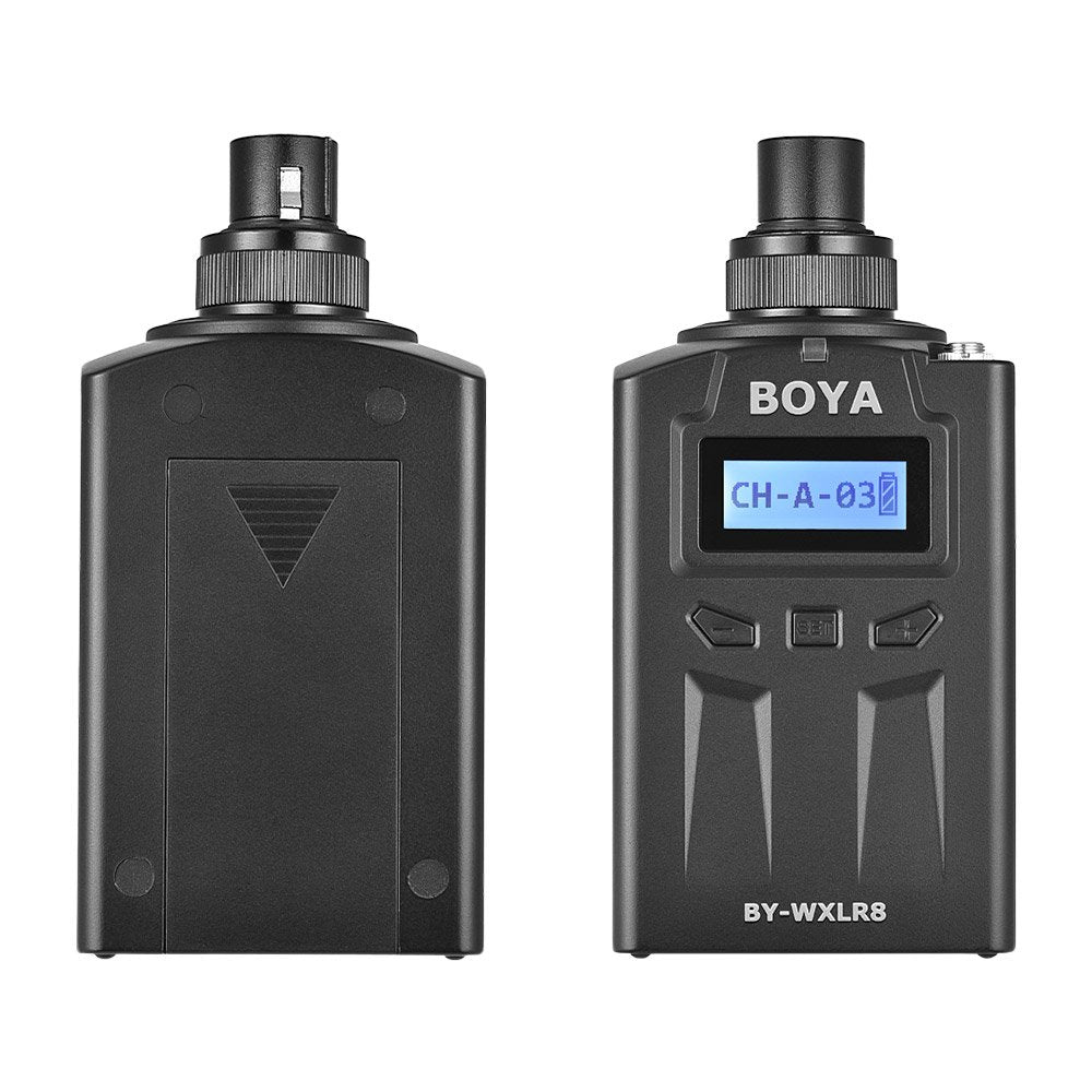 BOYA BY-WXLR8 Handheld Plug-on XLR Audio Transmitter Wireless Microphone with LCD Display for BY-WM8 BY-WM6 Wireless Lavalier Microphone System