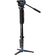 Benro A48FDS4 Monopod with 3-Leg Locking Base and S4 Head, 4 Leg Sections, Flip Lock Leg Release (Black)
