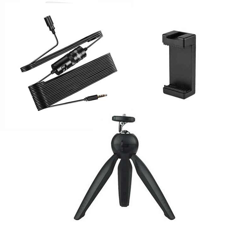 Boya BY-M1 with Mini Tripod and Mount 3 Omni Directional Lavalier Microphone