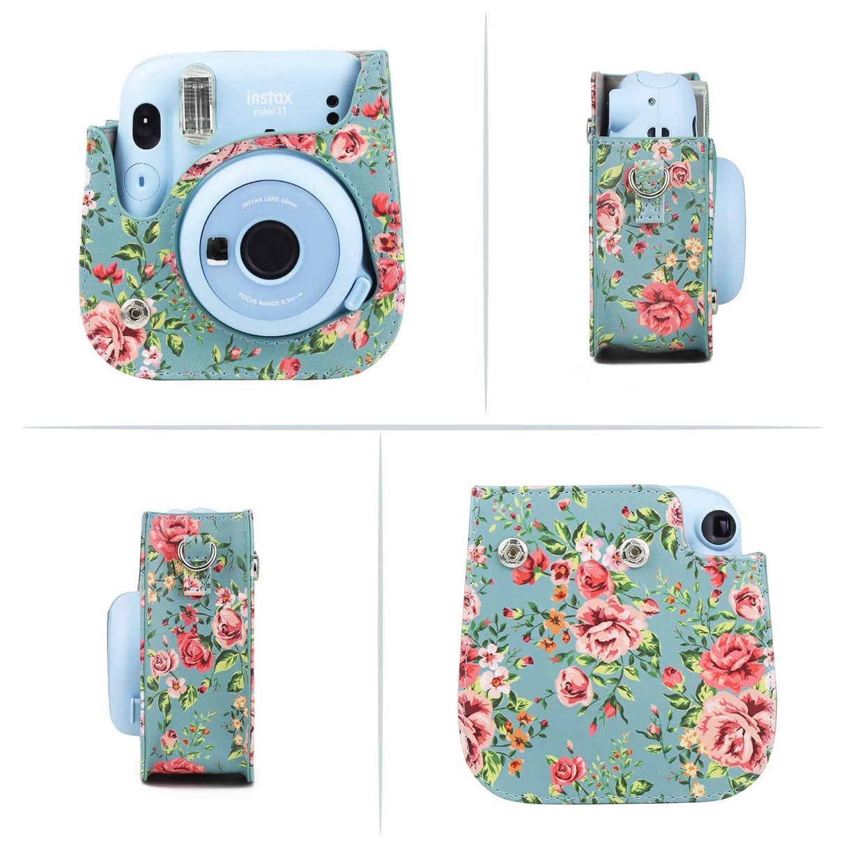 ZENKO MINI 11 INSTAX CAMERA POUCH BAG (Blue roses)