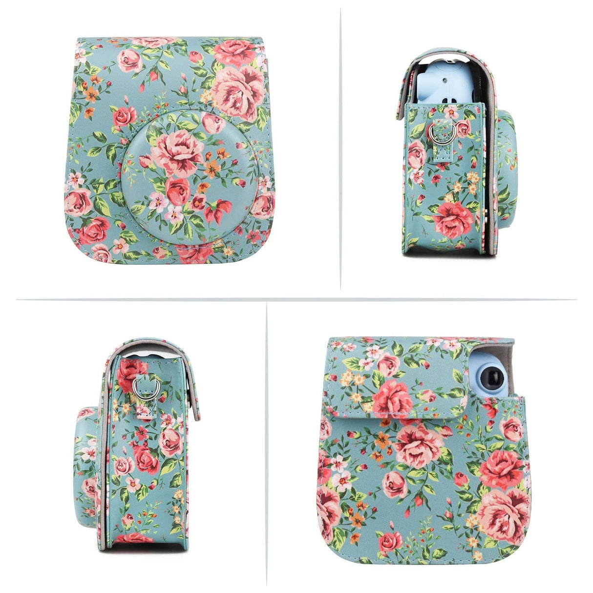 ZENKO MINI 11 INSTAX CAMERA POUCH BAG (Blue roses)